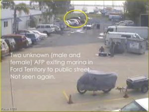 Original CCTV stills with timestamps and arrows